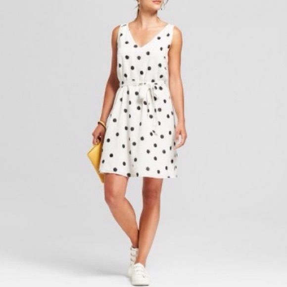 a new day Dresses & Skirts - a new day womens a-line Dress - White with Black Polka Dots